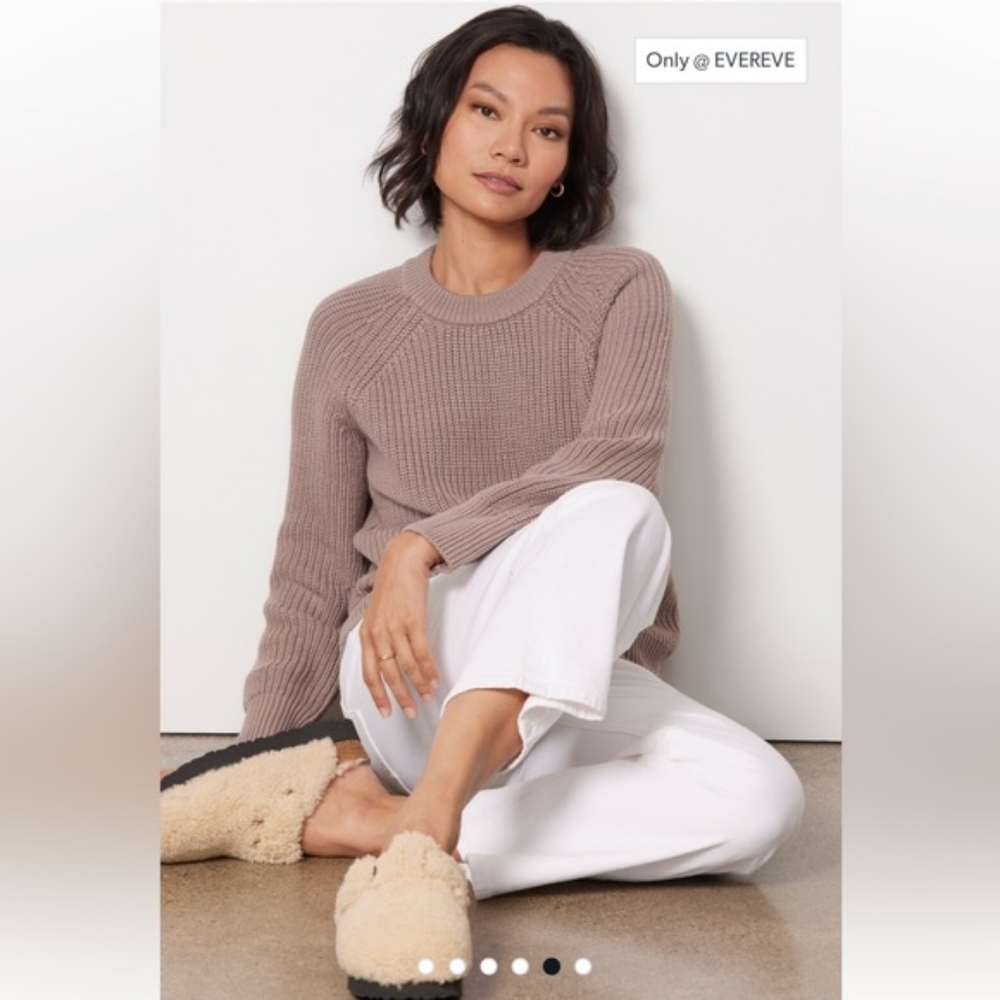 Evereve Ava Classic Knit Pullover Sweater Mauve Mushroom - Picture 2 of 12